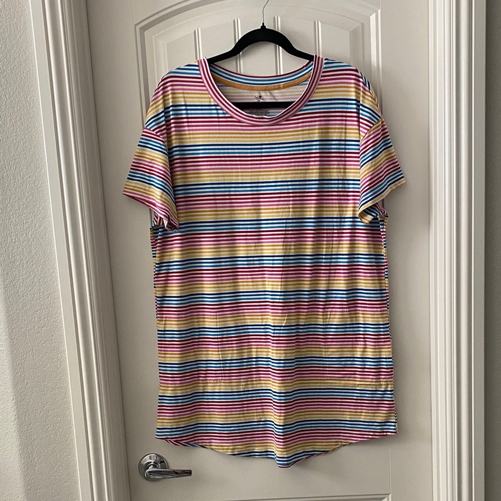 Secret Treasures Multicolor Striped Long Pajama Shirt Dress